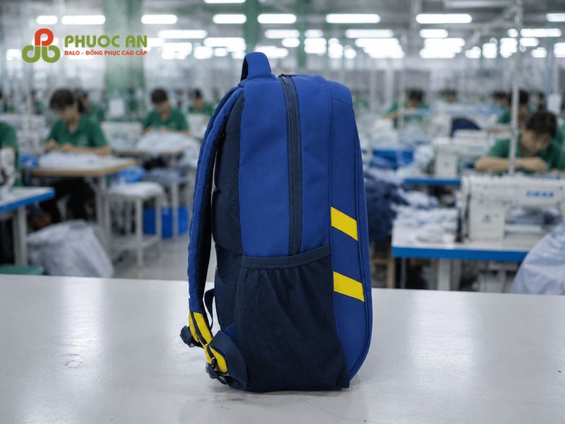 Mặt bên hông phối sọc vàng balo trường học BARIA VUNGTAU