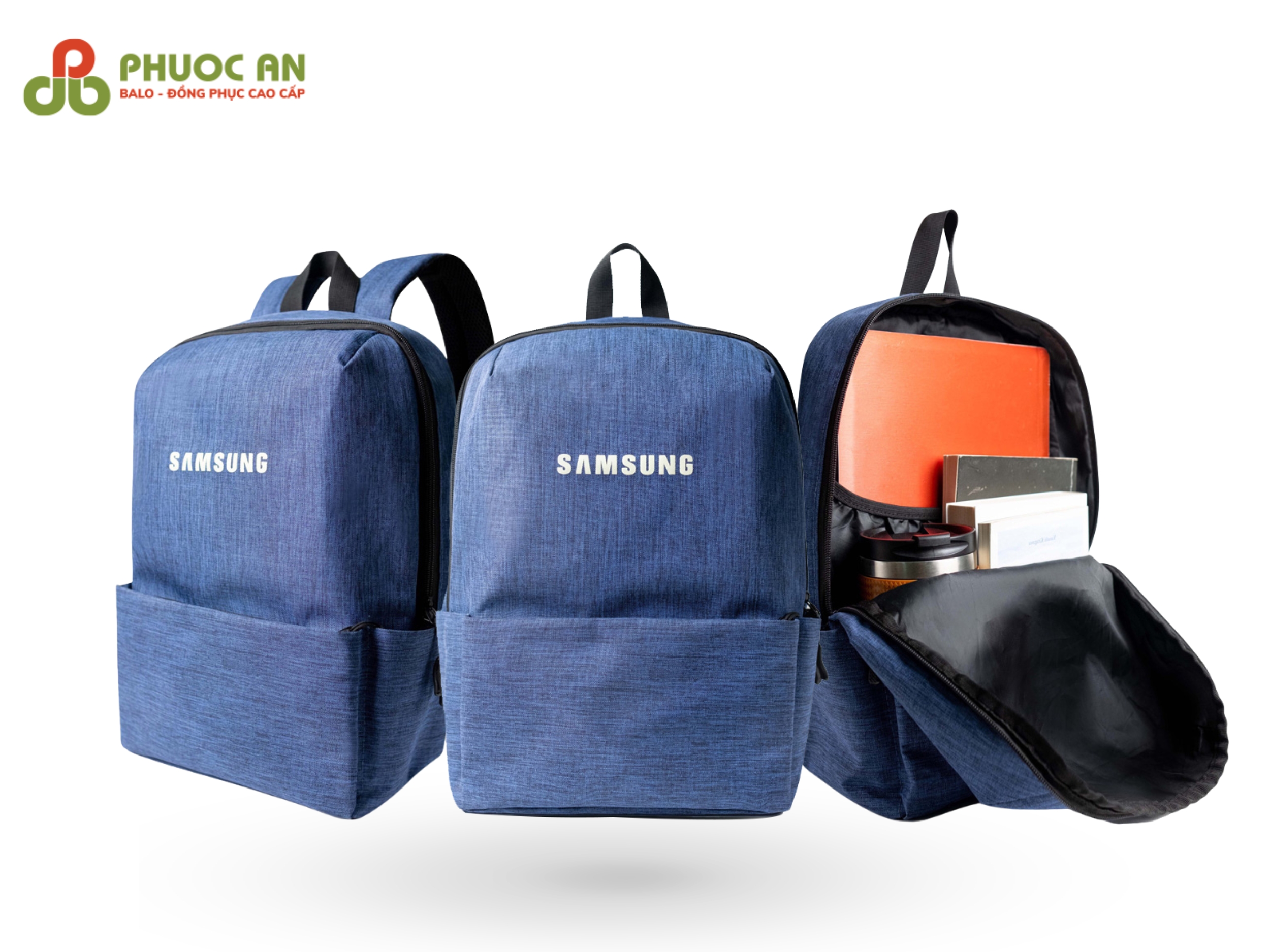 May Phước An là xưởng may balo công ty in logo Samsung