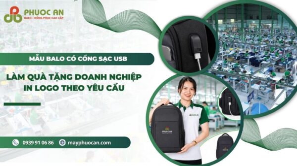 Balo cổng sạc USB in logo làm quà tặng doanh nghiệp B2B