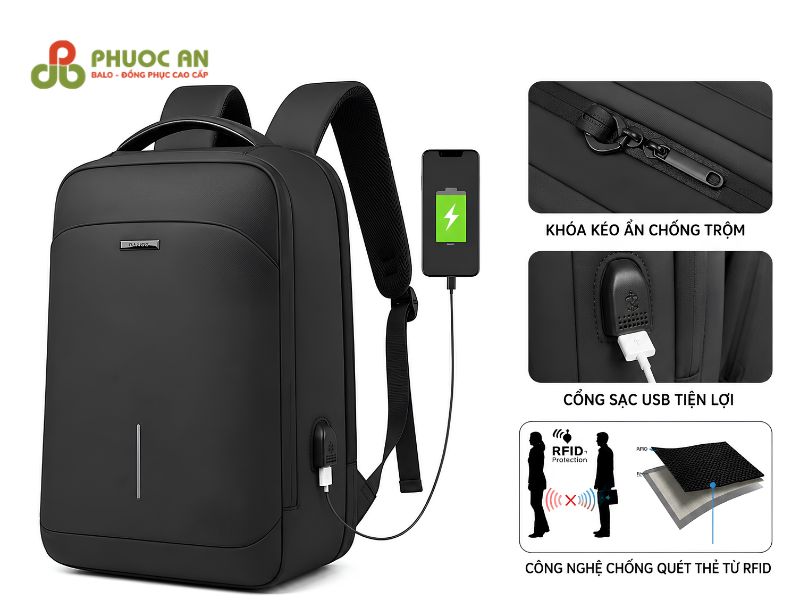 Mẫu balo doanh nhân cao cấp có cổng sạc USB đi công tác