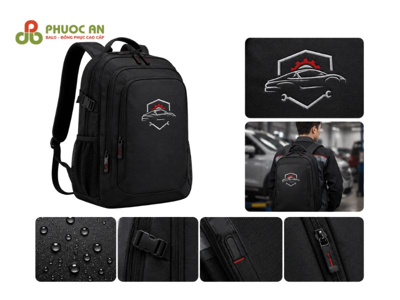 Balo đồng phục in logo cho gara ô tô chuyên nghiệp