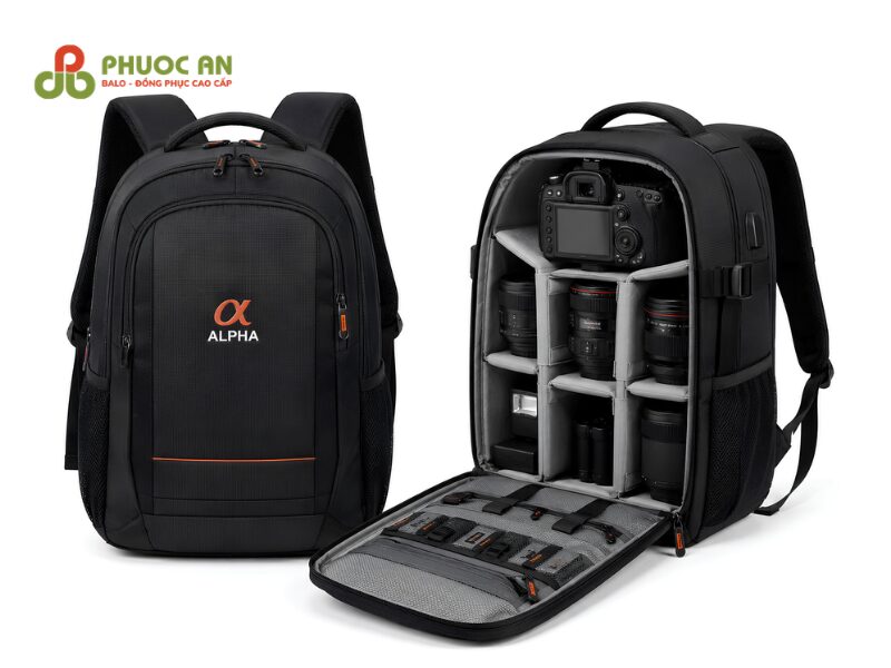 Balo máy ảnh in logo doanh nghiệp làm quà tặng thương hiệu