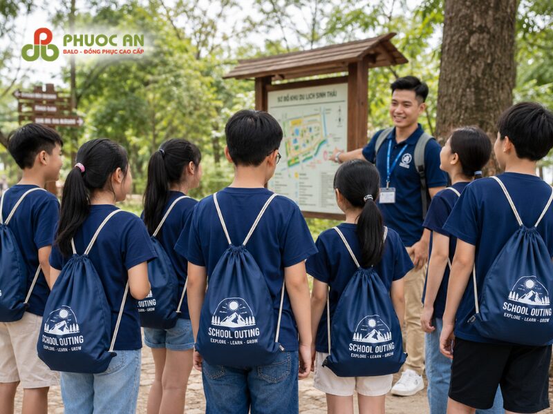 Thiết kế balo dây rút theo màu sắc nhận diện thương hiệu riêng