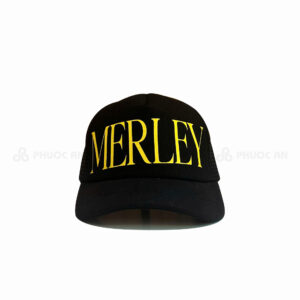 Nón vải phối lưới in logo MERLEY đen vàng