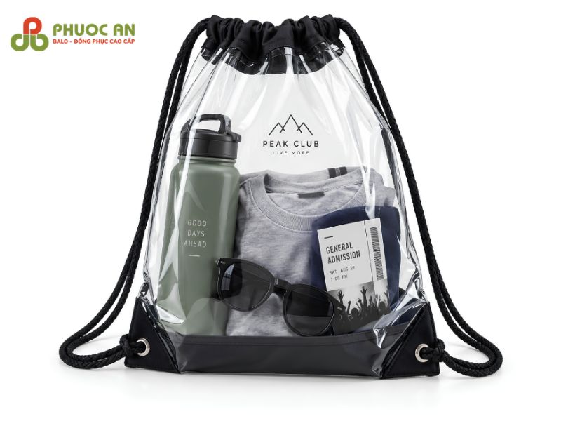 Mẫu balo dây rút trong suốt mini tiện lợi dùng cho sự kiện