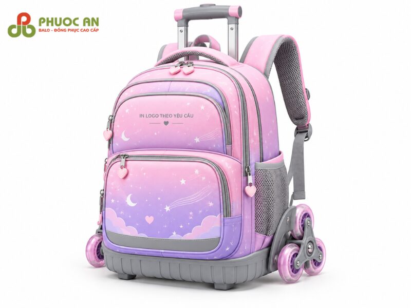 Mẫu balo kéo học sinh 6 bánh xe chuyên dụng leo cầu thang