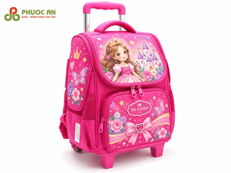 Mẫu balo kéo học sinh họa tiết pastel dễ thương cho bé gái